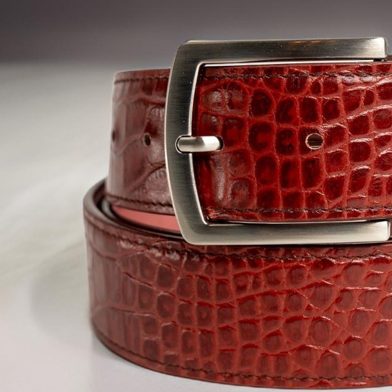 Burgundy Crocodile Belts