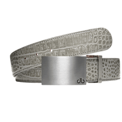 Grey Crocodile leather strap with Classic silver block buckle