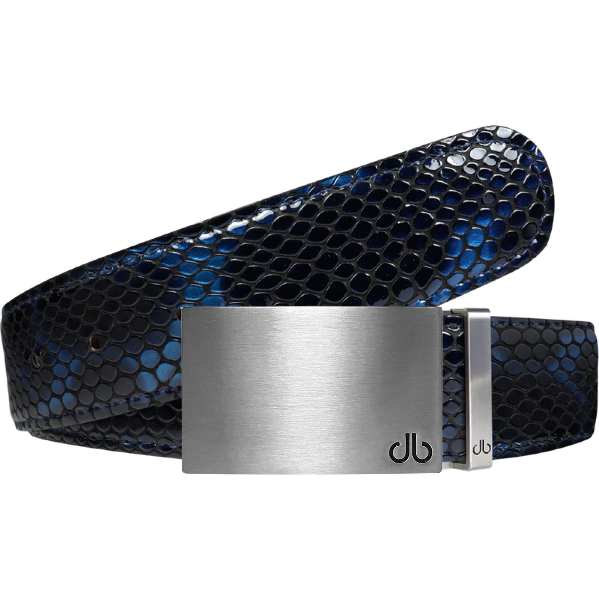 Black-Blue / Silver Block Snakeskin Leather Belts Druh Belts USA