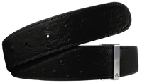 Black Ostrich Textured Leather Belt Strap