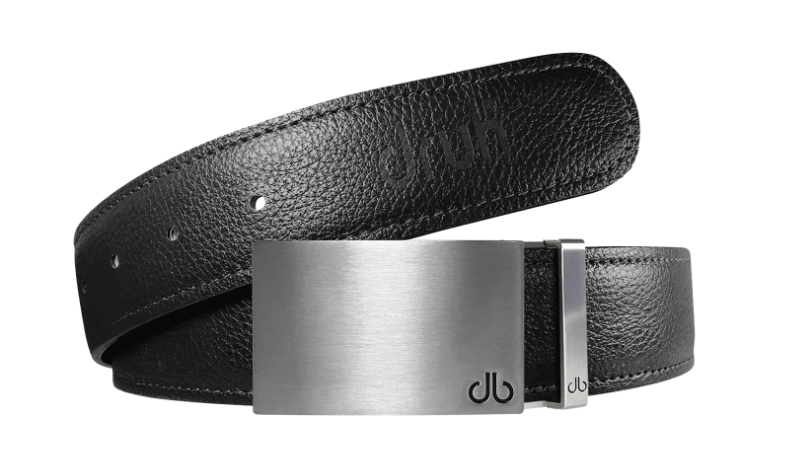 Black / Silver Block Full Grain Leather Belts Druh Belts and Buckles | US & Canada