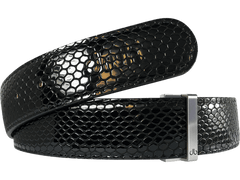 Black Snakeskin Texture Leather Belt Strap