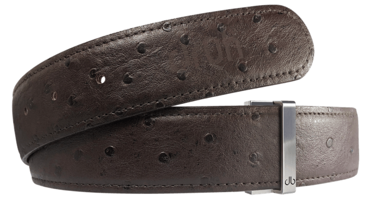 Brown Ostrich Textured Leather Belt Strap