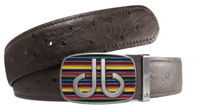 Brown / Stripe Ostrich Leather Belts Druh Belts and Buckles | US & Canada