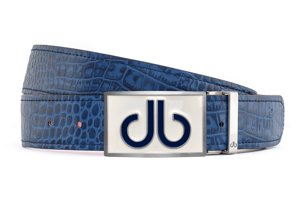 db Double Infill Blue & White Crocodile Blue Belts Druh Belts and Buckles | US & Canada