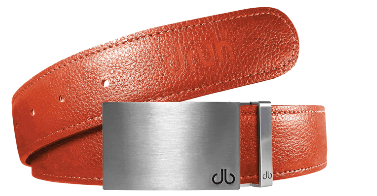 Orange / Silver Block Full Grain Leather Belts Druh Belts and Buckles | US & Canada