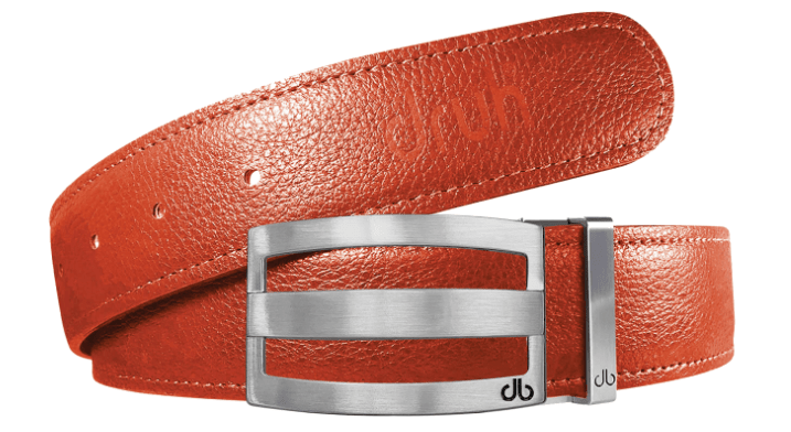 Orange / Three Bar Full Grain Leather Belts Druh Belts and Buckles | US & Canada