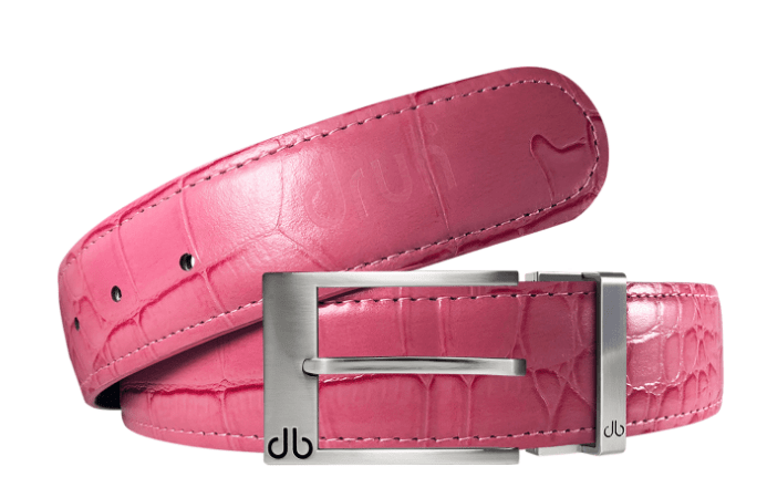 Pink / Prong Silver Crocodile Leather Belts Druh Belts USA