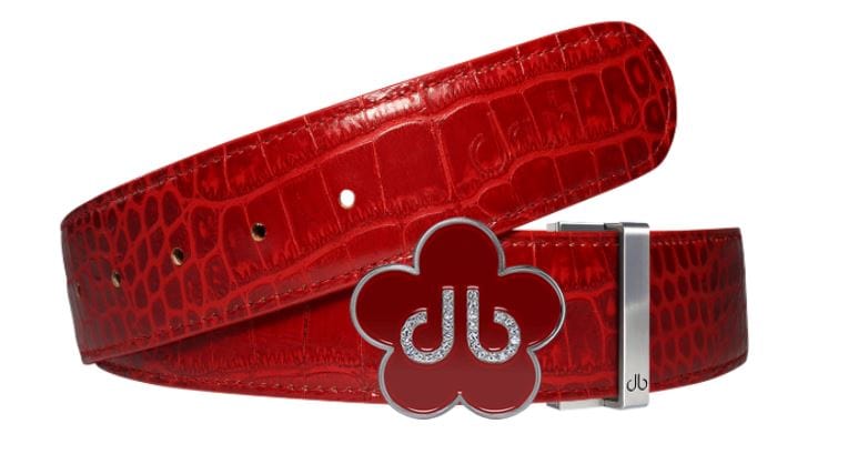 Red Crocodile / Red Leather Belt | Flower Buckle Druh Belts USA