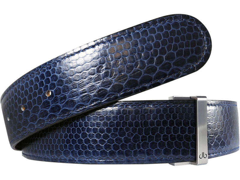 Navy Blue Belt - Snakeskin Leather Strap - Druh Belts