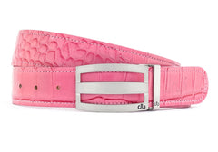 Three Bar Crocodile Pink Belts Druh Belts USA