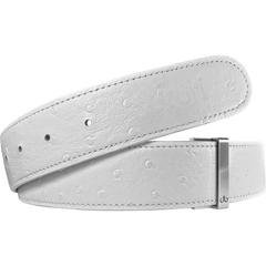 White Ostrich Textured Leather Belt Strap