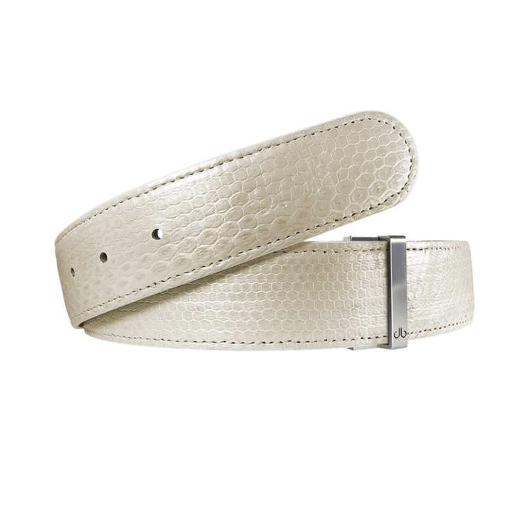 Best White Golf Belt - Snakeskin Leather Belt Strap - Druh Belts