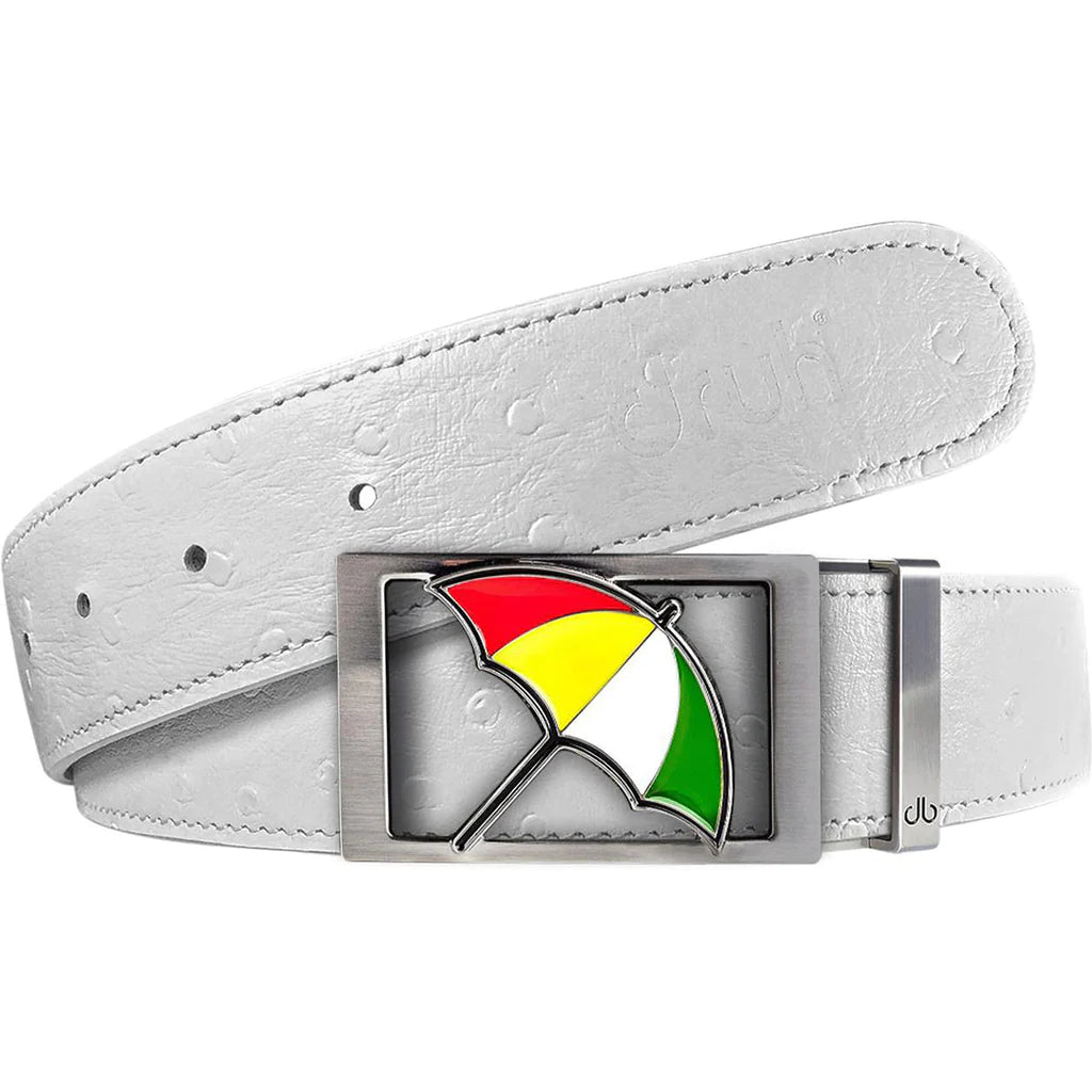 White Ostrich Textured Leather Strap with Arnold Palmer Buckle