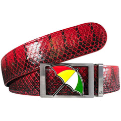Red Snakeskin Leather Belt with Arnold Palmer Buckle