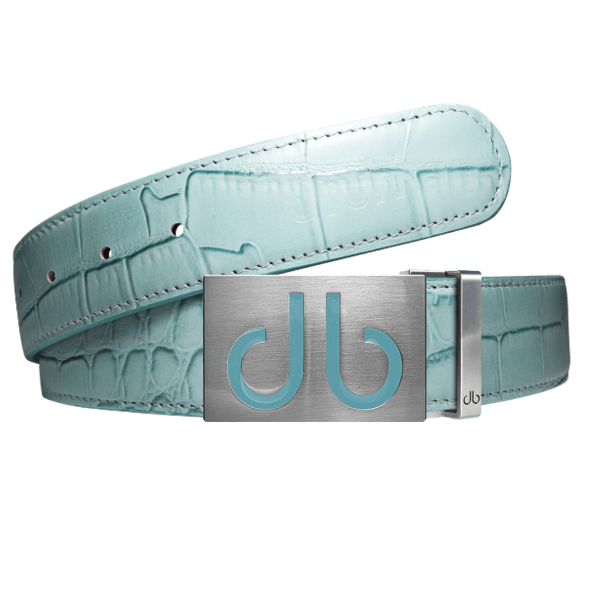 Aqua Crocodile leather strap with Aqua infill buckle