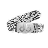 Black and white Crocodile leather strap with big white buckle