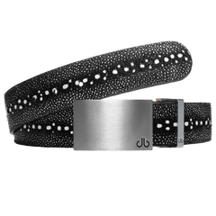 Black and white stingray and Classic silver and black buckle