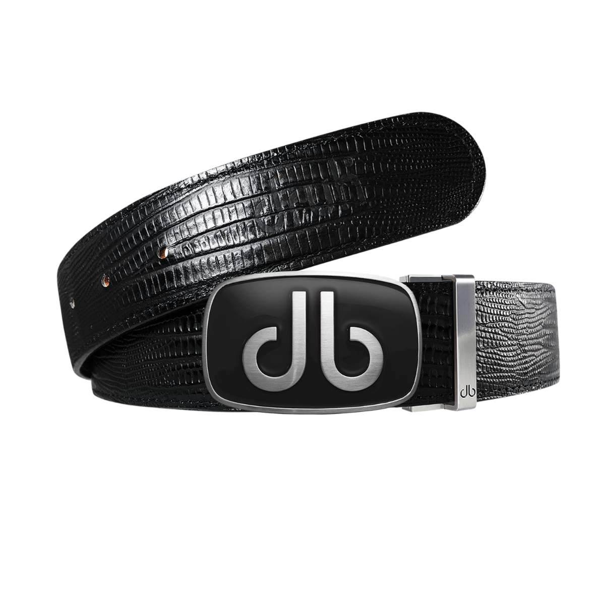 Black lizard strap with big black buckle