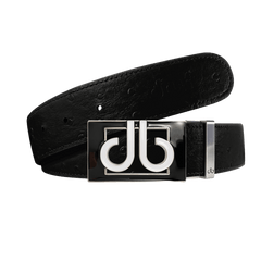 Black ostrich leather strap with db Colour thru black and white buckle