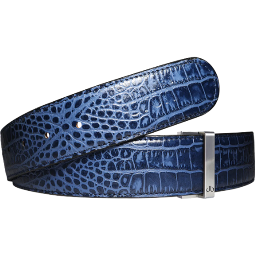 Blue Crocodile Patterned Leather Strap