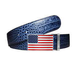 Blue Crocodile leather strap with American flag buckle