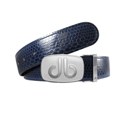 Blue Snakeskin Leather strap with Big white buckle