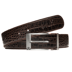 Brown crocodile leather strap with Silver prong buckle