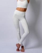 LuxeLift Ribbed White Leggings