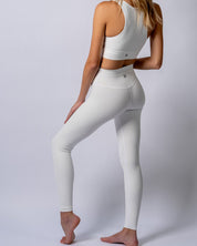 LuxeLift Ribbed White Leggings