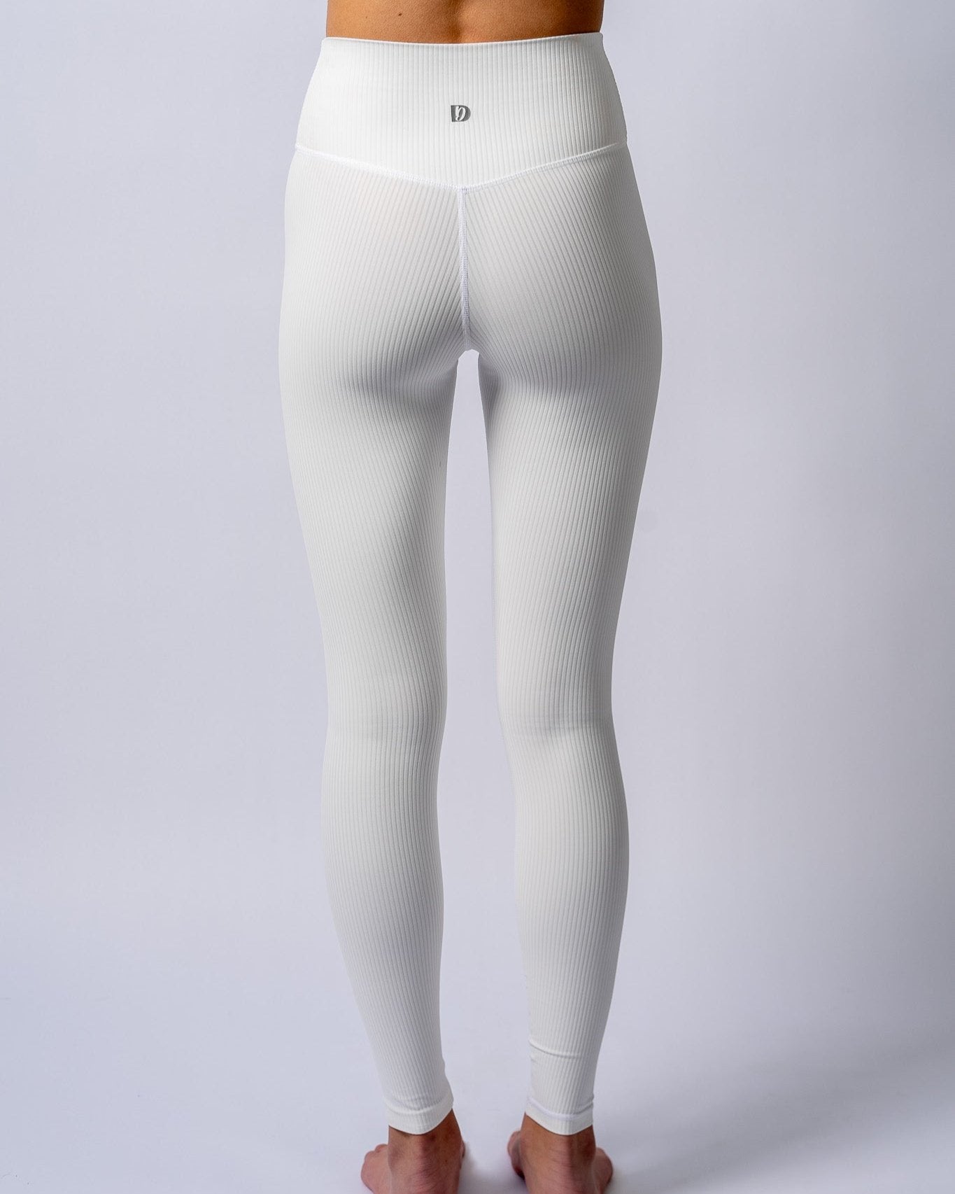 LuxeLift Ribbed White Leggings