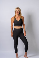 LuxeLift Black Ribbed Leggings