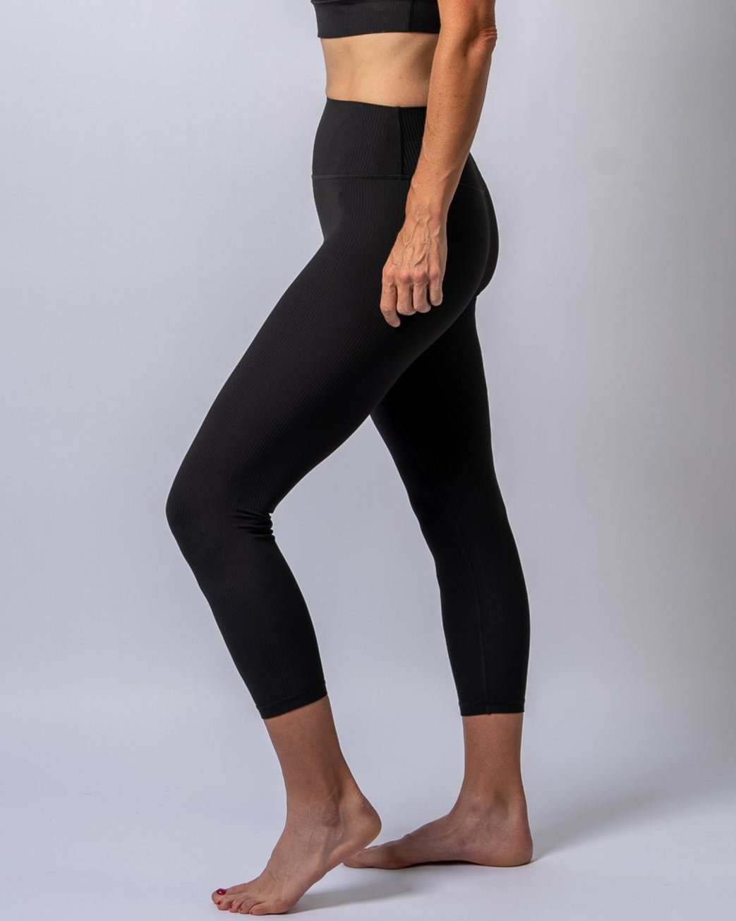 LuxeLift Black Ribbed Leggings