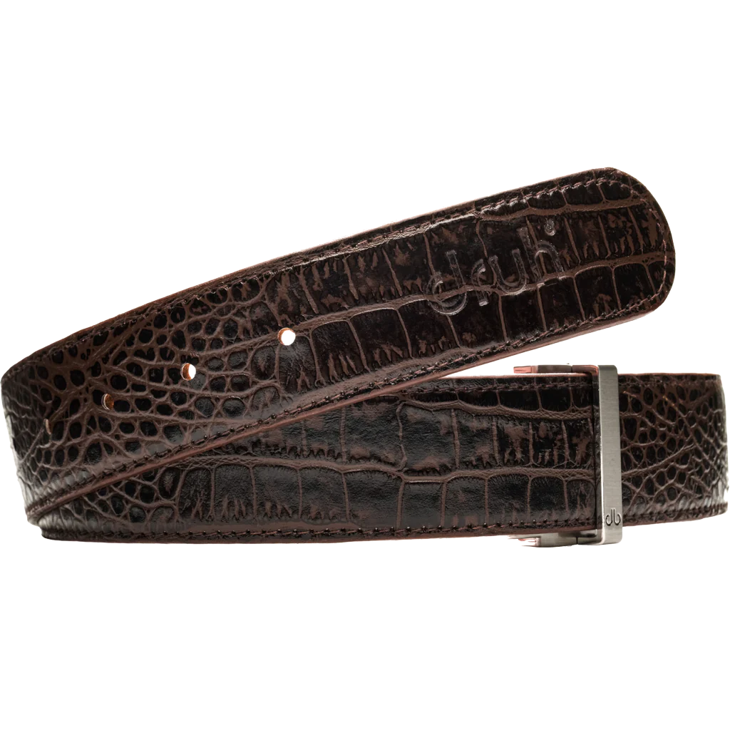 Dark Brown Crocodile Patterned Leather Strap