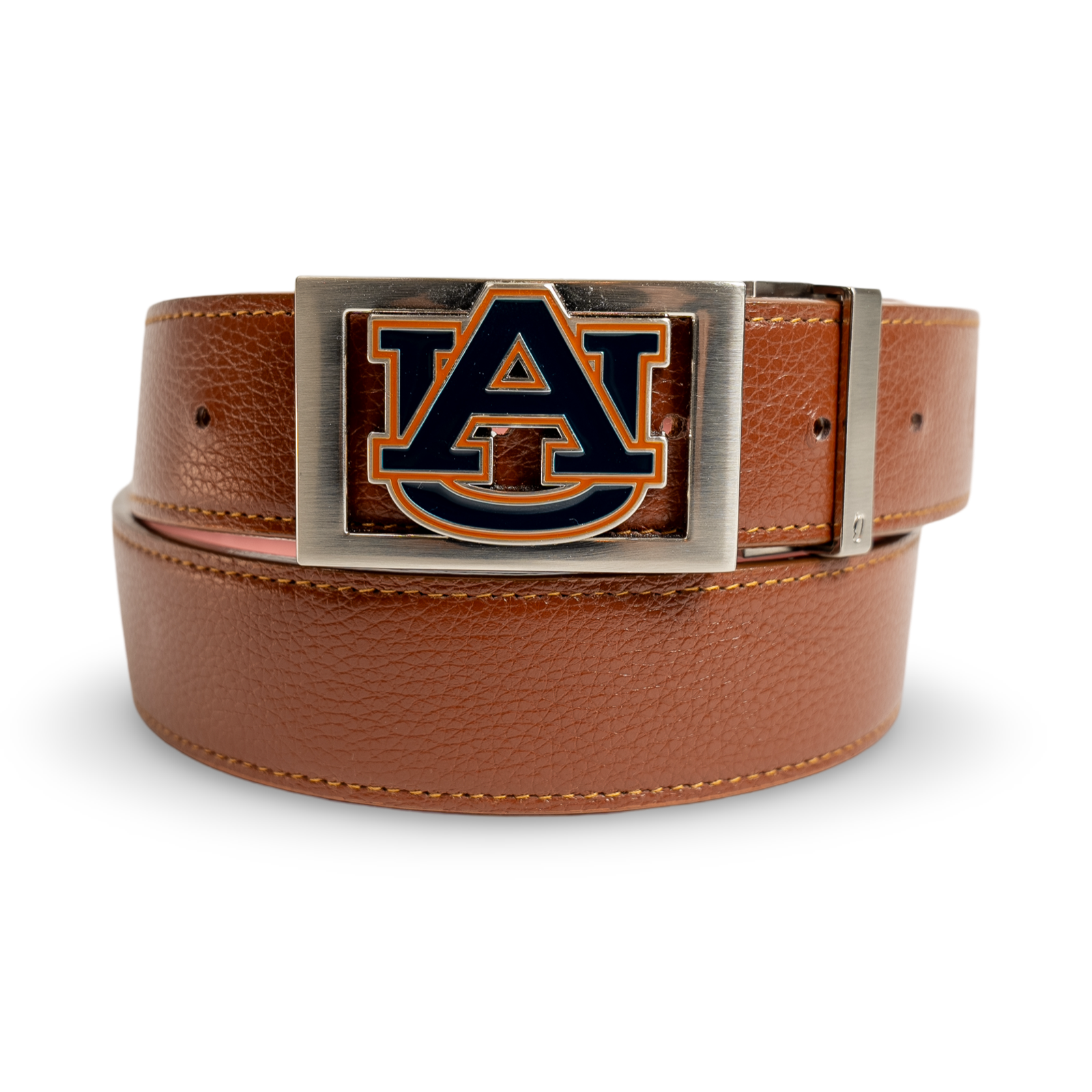 Auburn University Buckle with Brown Full Grain Leather Strap