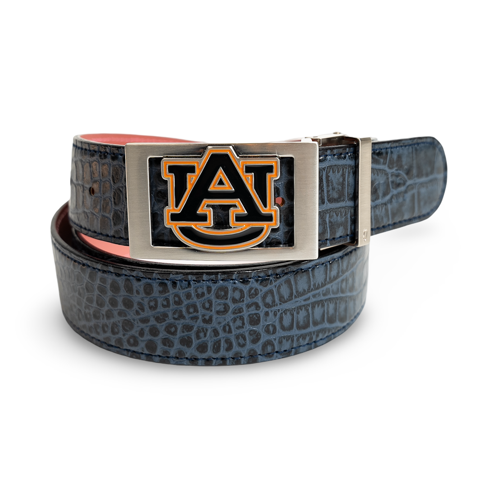 Auburn University Buckle with Blue Crocodile Leather Strap