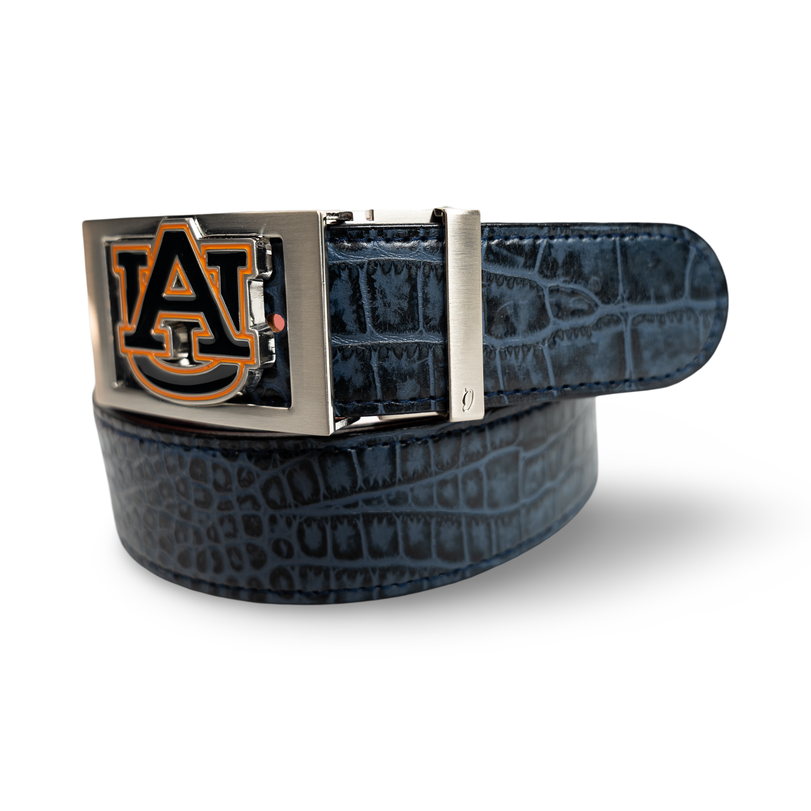 Auburn University Buckle with Blue Crocodile Leather Strap