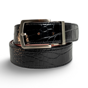 Black Full Grain leather strap with Silver prong buckle