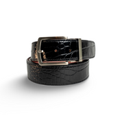 Black Full Grain leather strap with Silver prong buckle