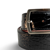 Black Full Grain leather strap with Silver prong buckle