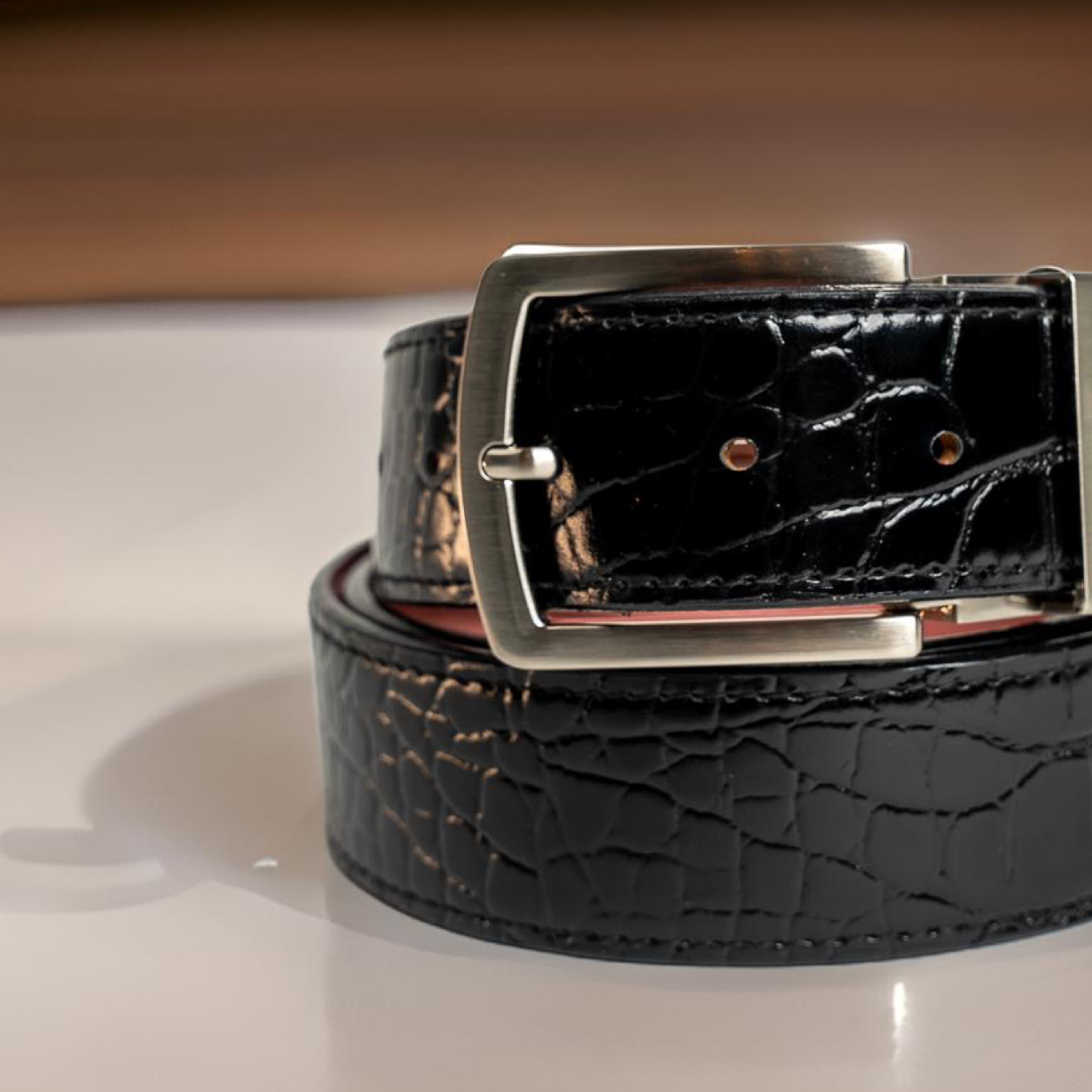 Black Full Grain leather strap with Silver prong buckle