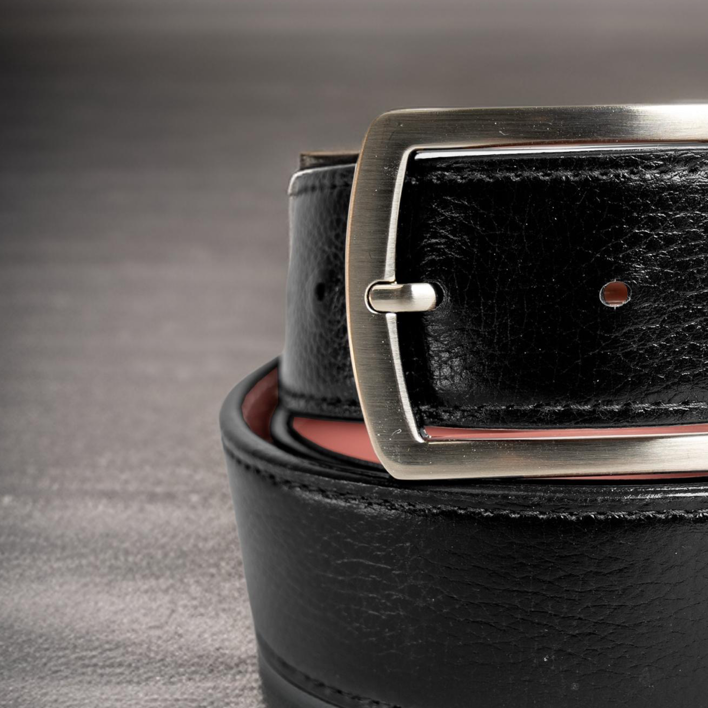 Black Full Grain leather strap with Silver prong buckle