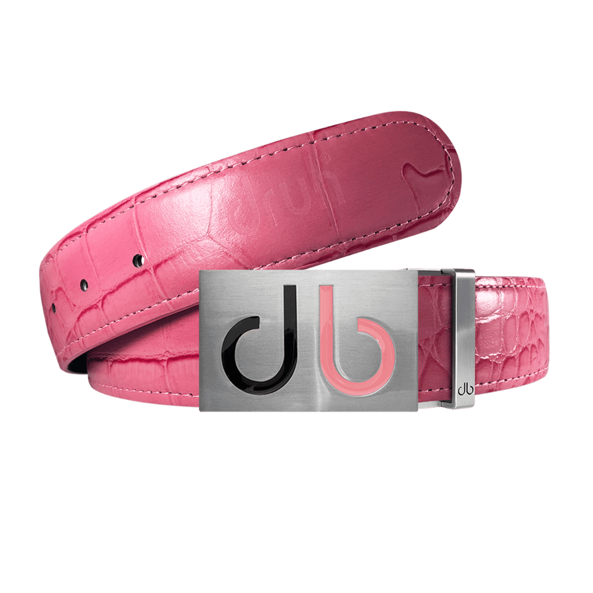 Pink Crocodile leather strap with Two-tone black and pink buckle