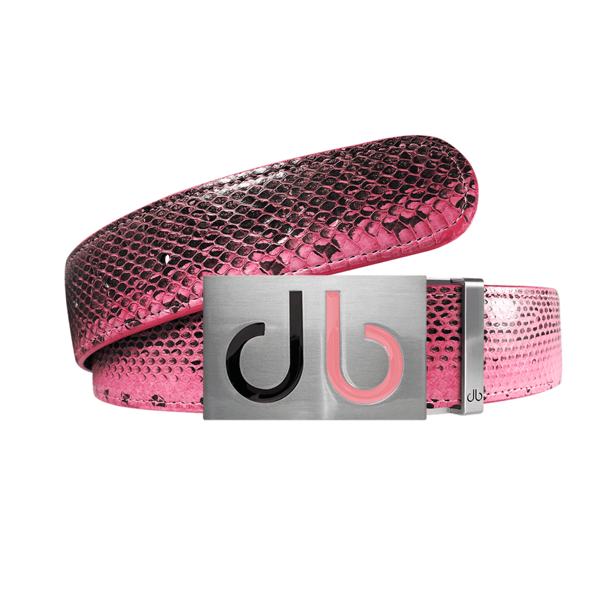 Pink snakeskin leather strap with Double infill black and pink buckle