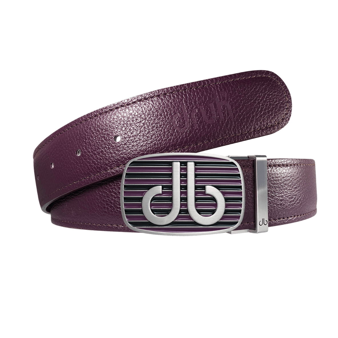 Purple Full grain leather strap with Stripped purple and black buckle