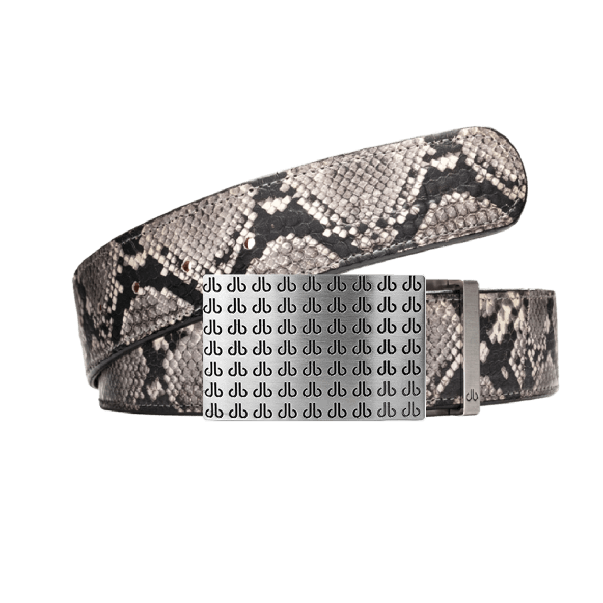 Python Snakeskin leather strap with db Repeat black and silver buckle