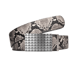 Python Snakeskin leather strap with db Repeat black and silver buckle