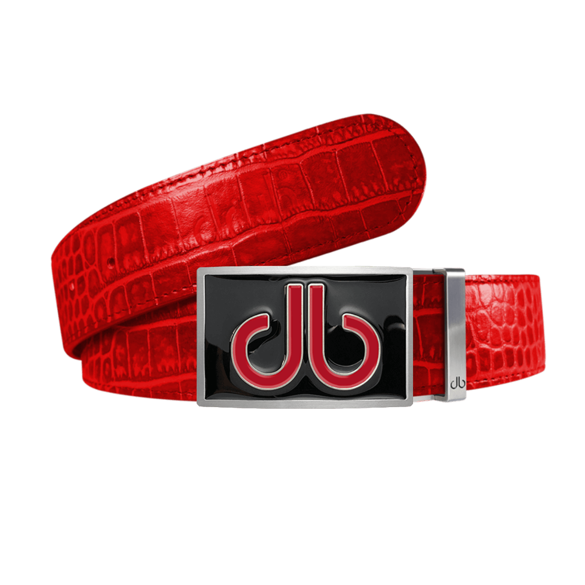 Red Crocodile leather strap with Double Infill black and red buckle