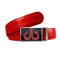Red Crocodile leather strap with Double Infill black and red buckle