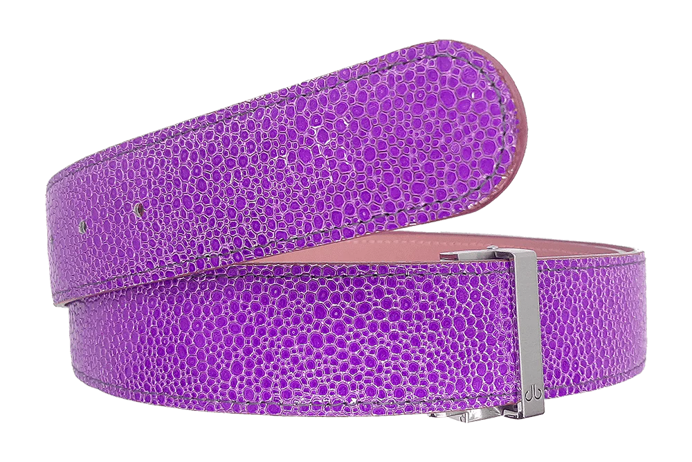 Shiny Purple Stingray Textured Leather Strap